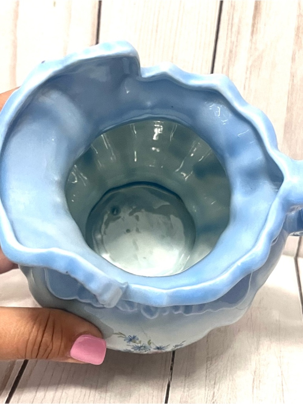 Arnels 1975 Blue Floral Pitcher & Basin Set Cottagecore Farmhouse Bathroom - Picture 10 of 16